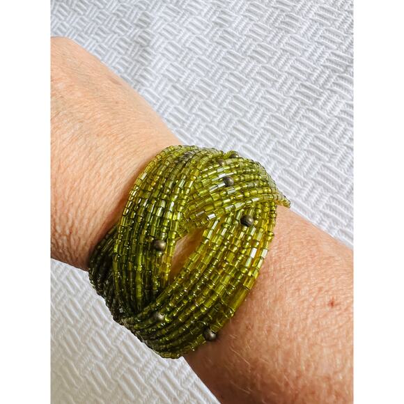 Vintage Beaded Cuff Bracelet Lot – Y2K Memory Wire Boho Jewelry – Set of 3 - Picture 3 of 13